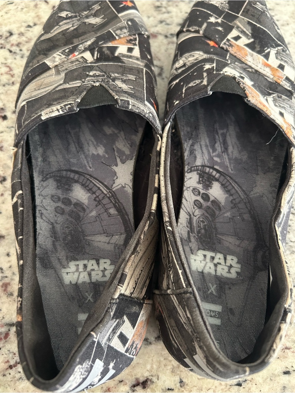 Toms collaboration with Star Wars black & Gray Canvas Slip-On Shoes